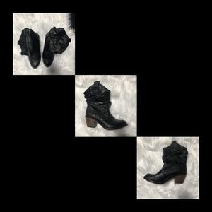 Black faux leather boots